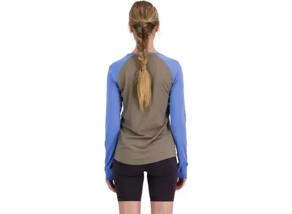 Mons Royale Icon Raglan WMNS women's long sleeve t-shirt Walnut/Cornflower