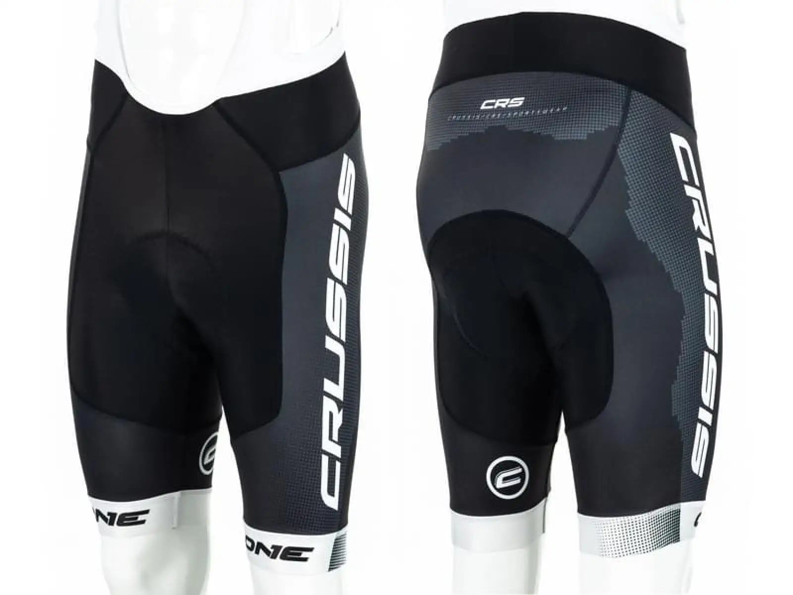 Crussis One men's shorts with braces and padding black/white