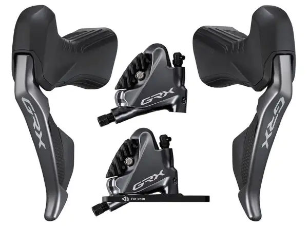 Shimano GRX Di2 ST-RX815+BR-RX810 2x11 shifting and brake levers and calipers