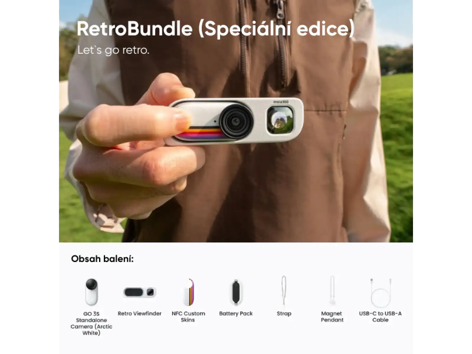 Insta360 GO 3S camera Retro bundle 128 GB special edition white