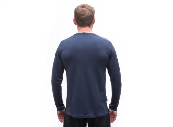 Sensor Merino Blend Typo men's long sleeve T-shirt Deep Blue