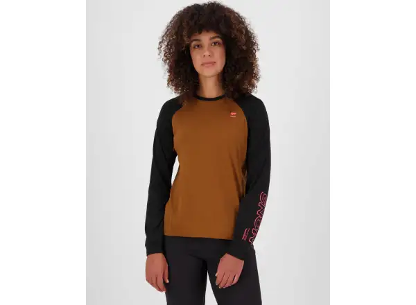 Mons Royale Tarn Merino women's long sleeve shirt Caramel / Black