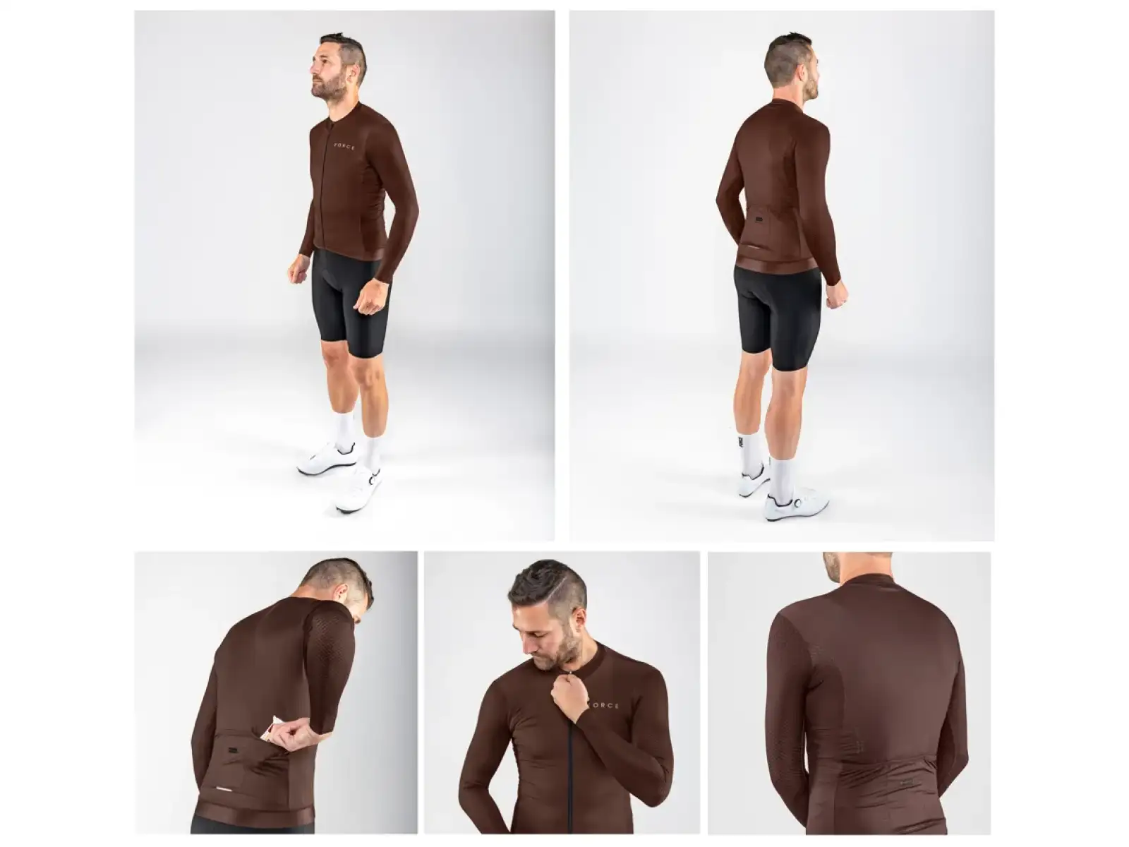 Force Plain men's long sleeve jersey brown