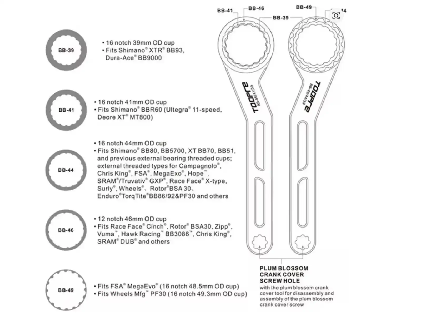 Toopre TL-R319 universal bottom bracket wrench