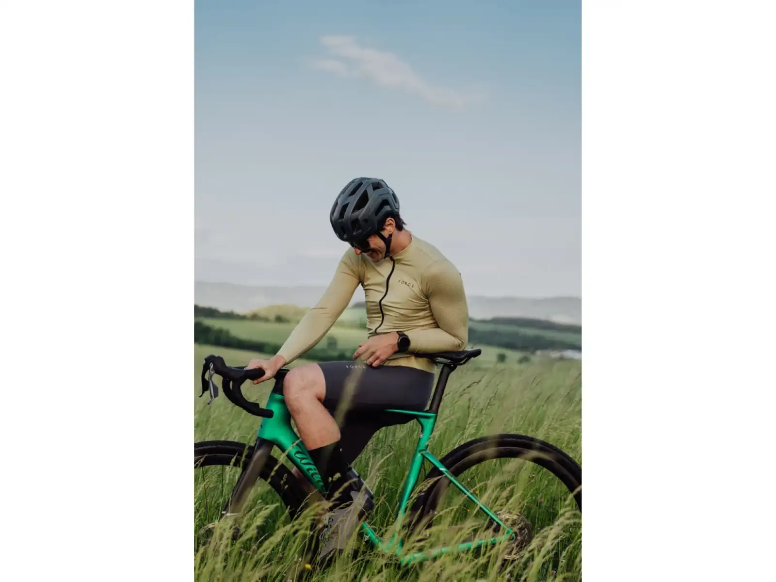 Force Plain men's long sleeve jersey green