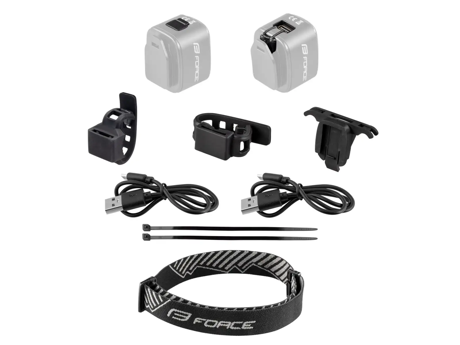 Force Flea set of flashlights 200 LM front and rear USB black
