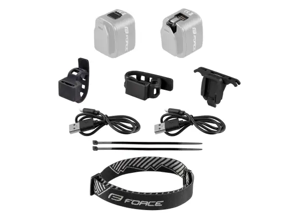 Force Flea set of flashlights 200 LM front and rear USB black