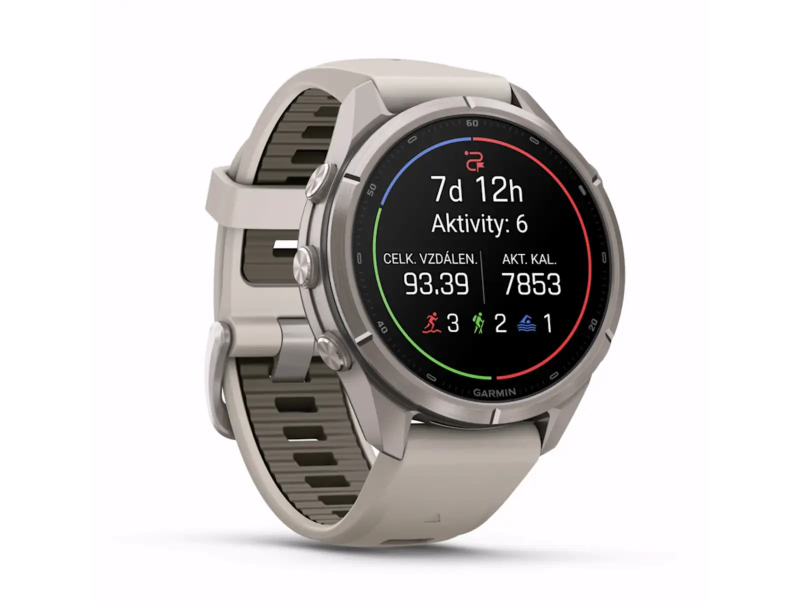 Garmin fenix 9 Pro inReach 43 mm smart watch Titanium Fog Gray/Dark Sandstone