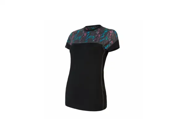 Sensor Merino Impress women's short sleeve shirt black/Stripes