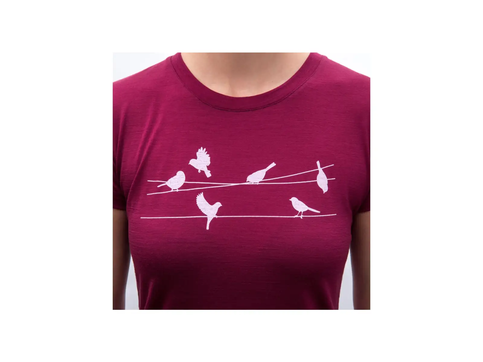Sensor Merino Active Songbirds women's T-shirt short sleeve Lilla