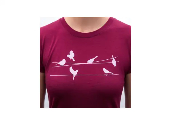 Sensor Merino Active Songbirds women's T-shirt short sleeve Lilla