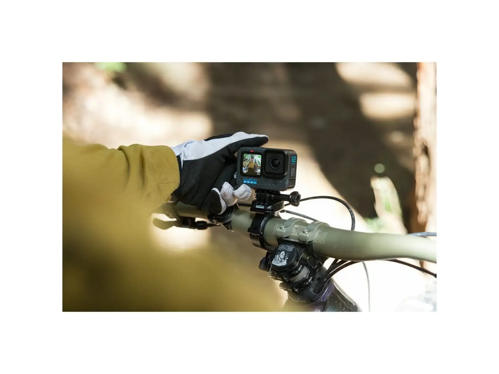 GoPro camera mount on handlebars