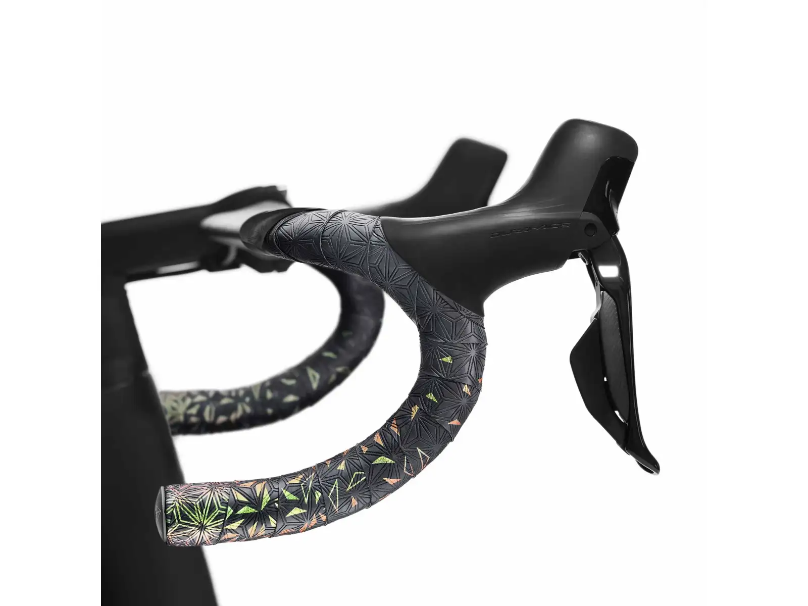 Supacaz Super Sticky Kush Star Fade handlebar tape  Emerald Refractor/Black Star Plugz