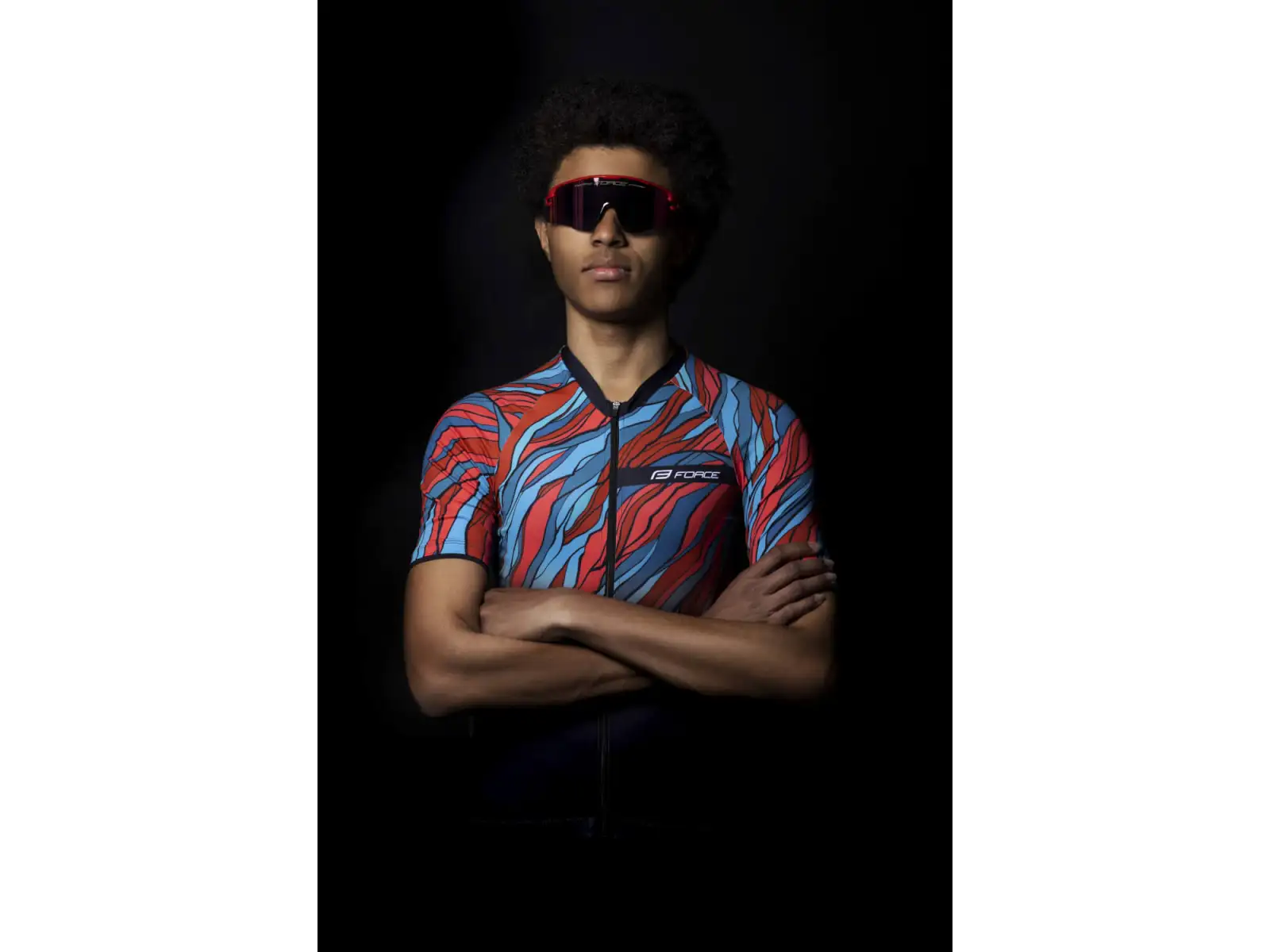 Force Life men's jersey short sleeve black/petrol/red