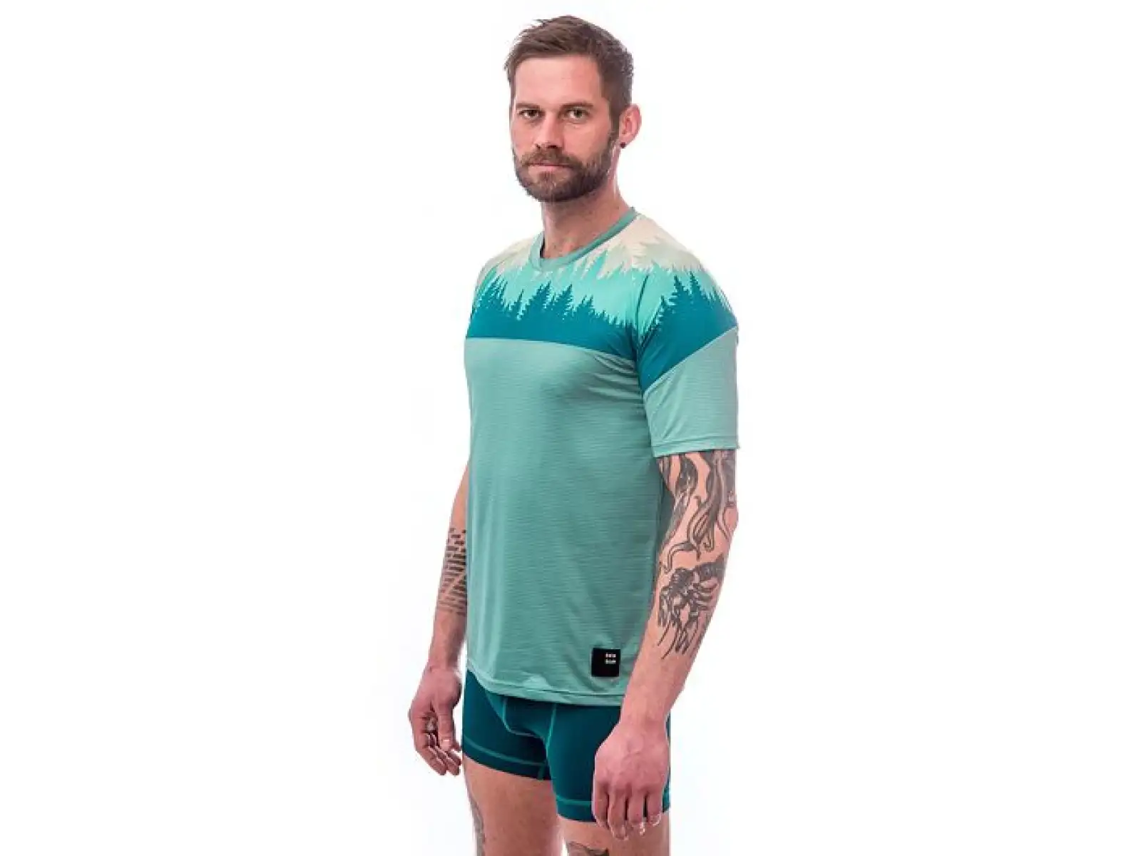 Sensor Coolmax Impress men's shirt short sleeve Mint/Trees