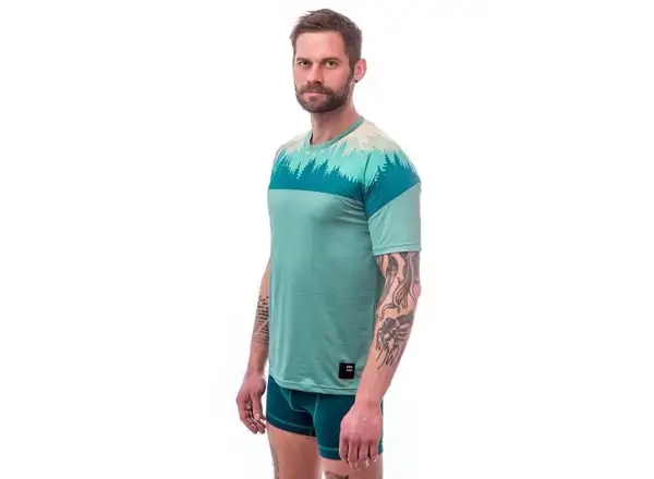 Sensor Coolmax Impress men's shirt short sleeve Mint/Trees