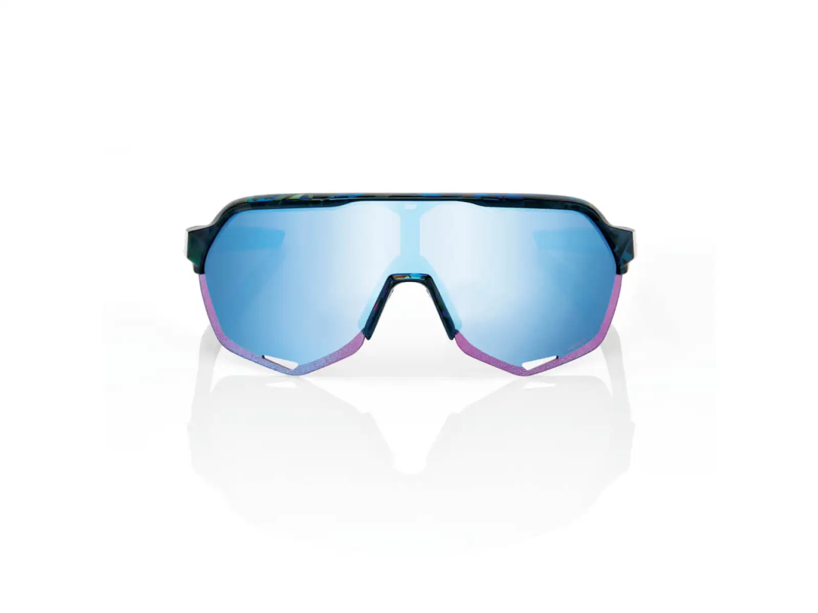 100% S2 HiPER Cycling Glasses Black Holographic/Blue Multilayer Mirror Lens