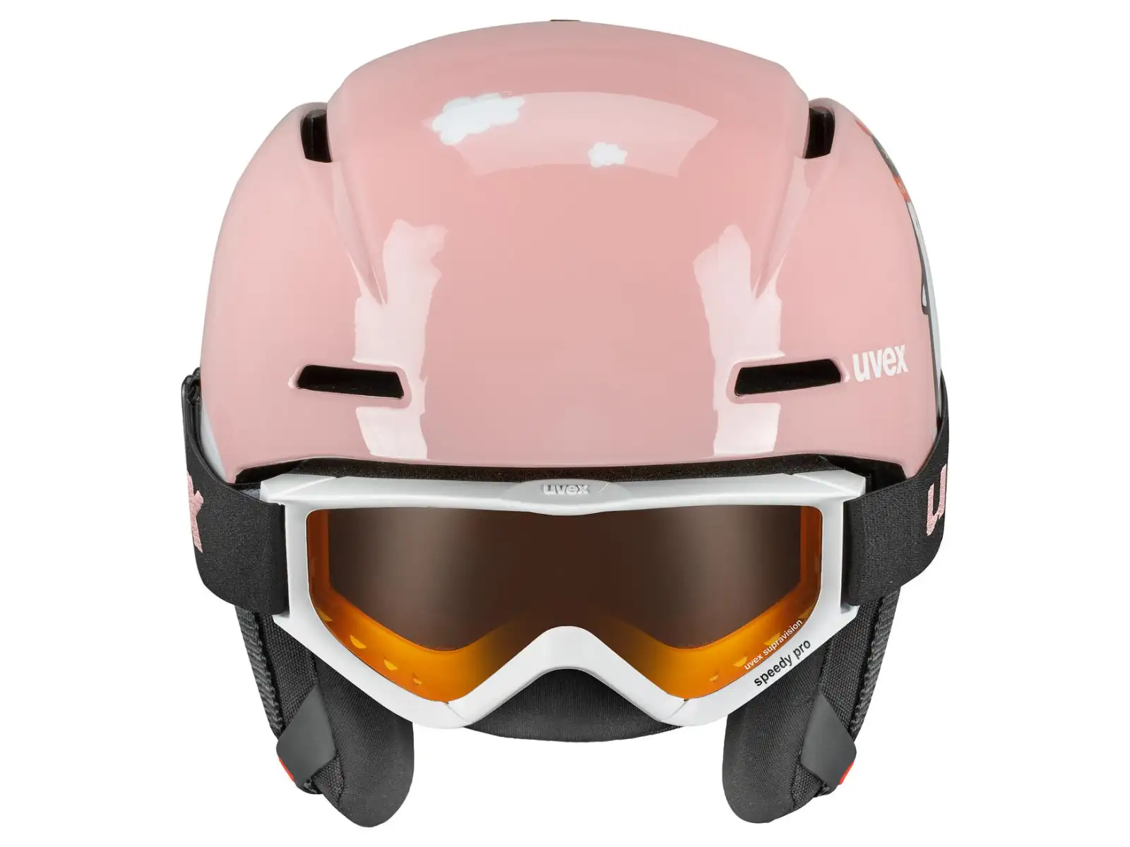 Uvex Viti set ski helmet and goggles pink penguin