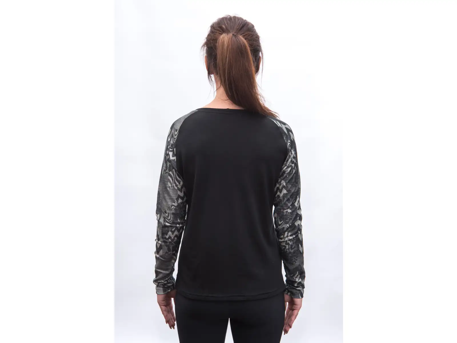 Sensor Merino Blend Impress women's long sleeve shirt black/zebra