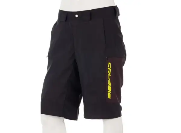 Crussis Freeride men's loose shorts black/yellow