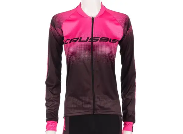 Crussis women's long sleeve cycling jersey black/pink