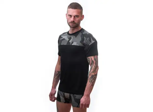 Sensor Merino Impress men's T-shirt short sleeve black/Camo