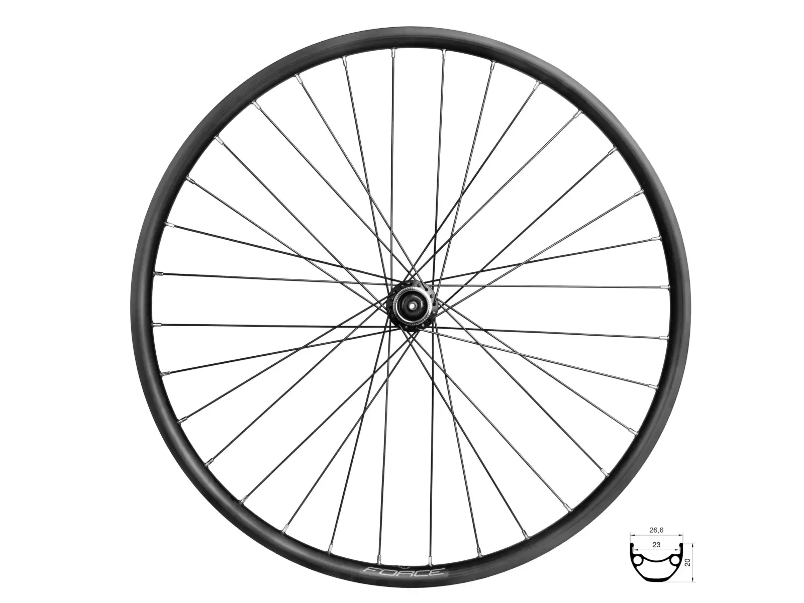 Force XC Disc 559x23 front laced wheel TX505-CL 32 holes