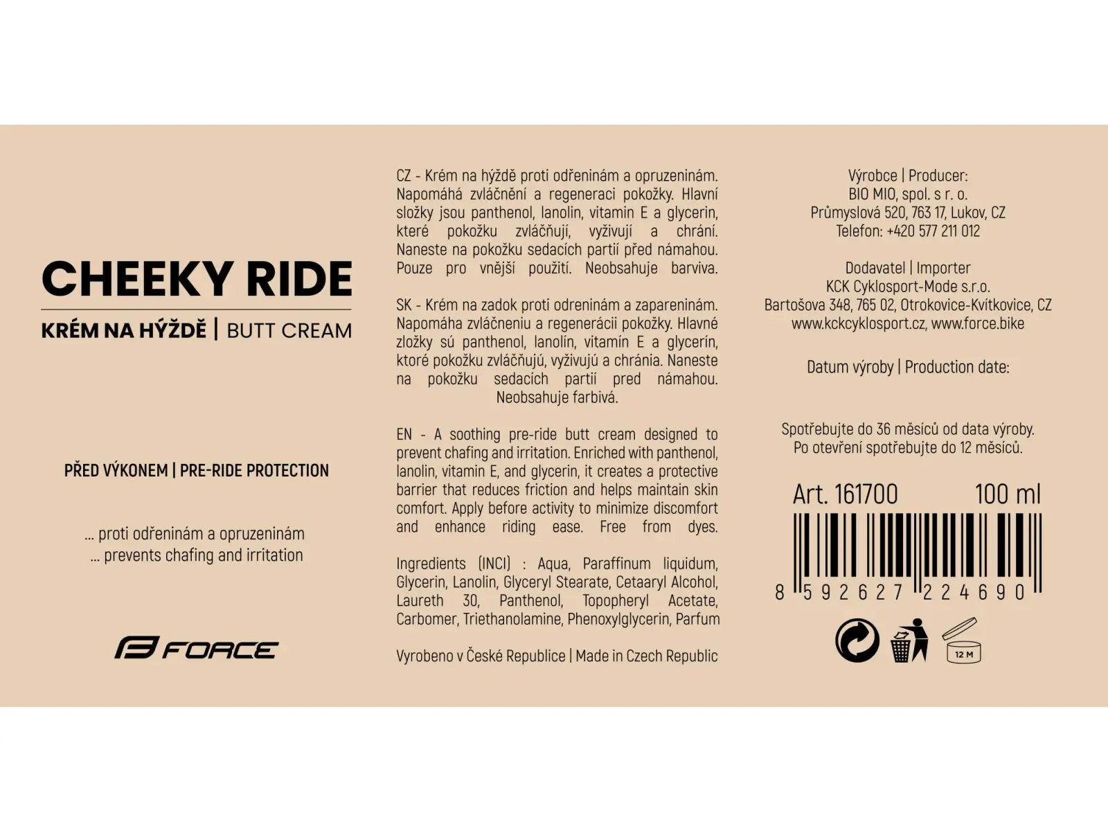 Force Cheeky Ride cream for buttocks 100 ml