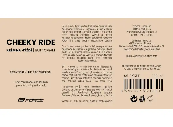 Force Cheeky Ride cream for buttocks 100 ml