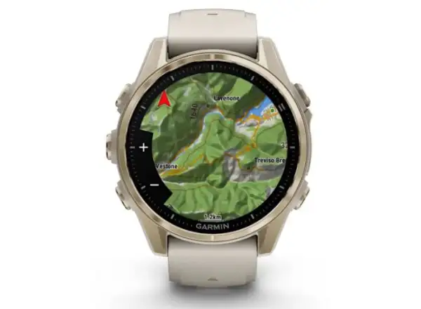 Garmin fenix 8 - 43 mm AMOLED Sapphire smart watch Soft Gold Fog grey