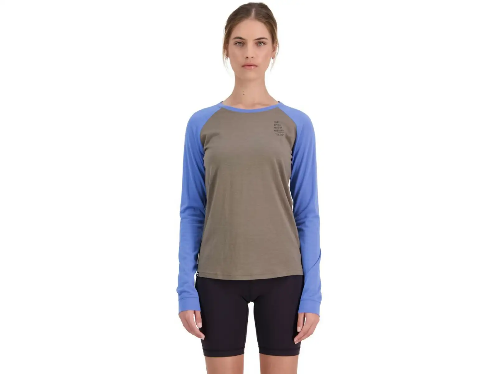Mons Royale Icon Raglan WMNS women's long sleeve t-shirt Walnut/Cornflower