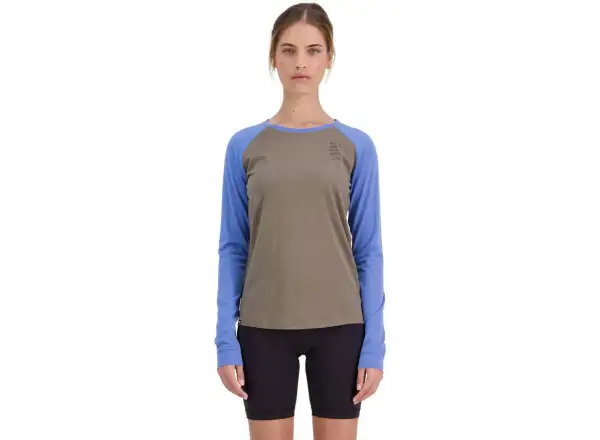 Mons Royale Icon Raglan WMNS women's long sleeve t-shirt Walnut/Cornflower