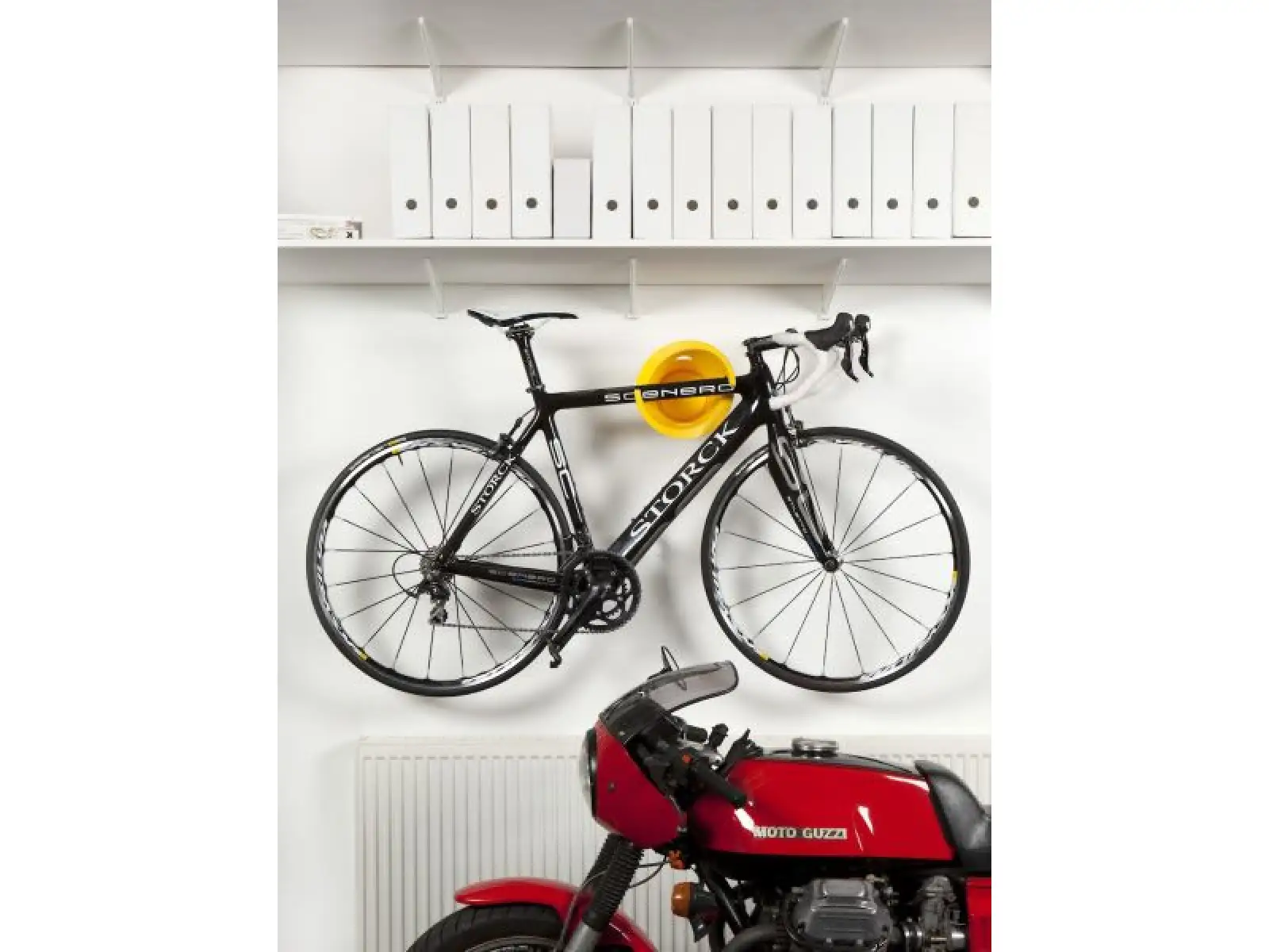 Cycloc Solo bike holder on wall yellow