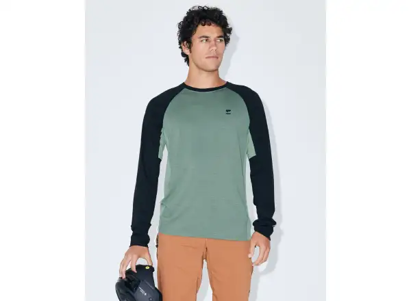 Mons Royale Tarn Merino men's long sleeve T-shirt Cypress / Black / Thyme