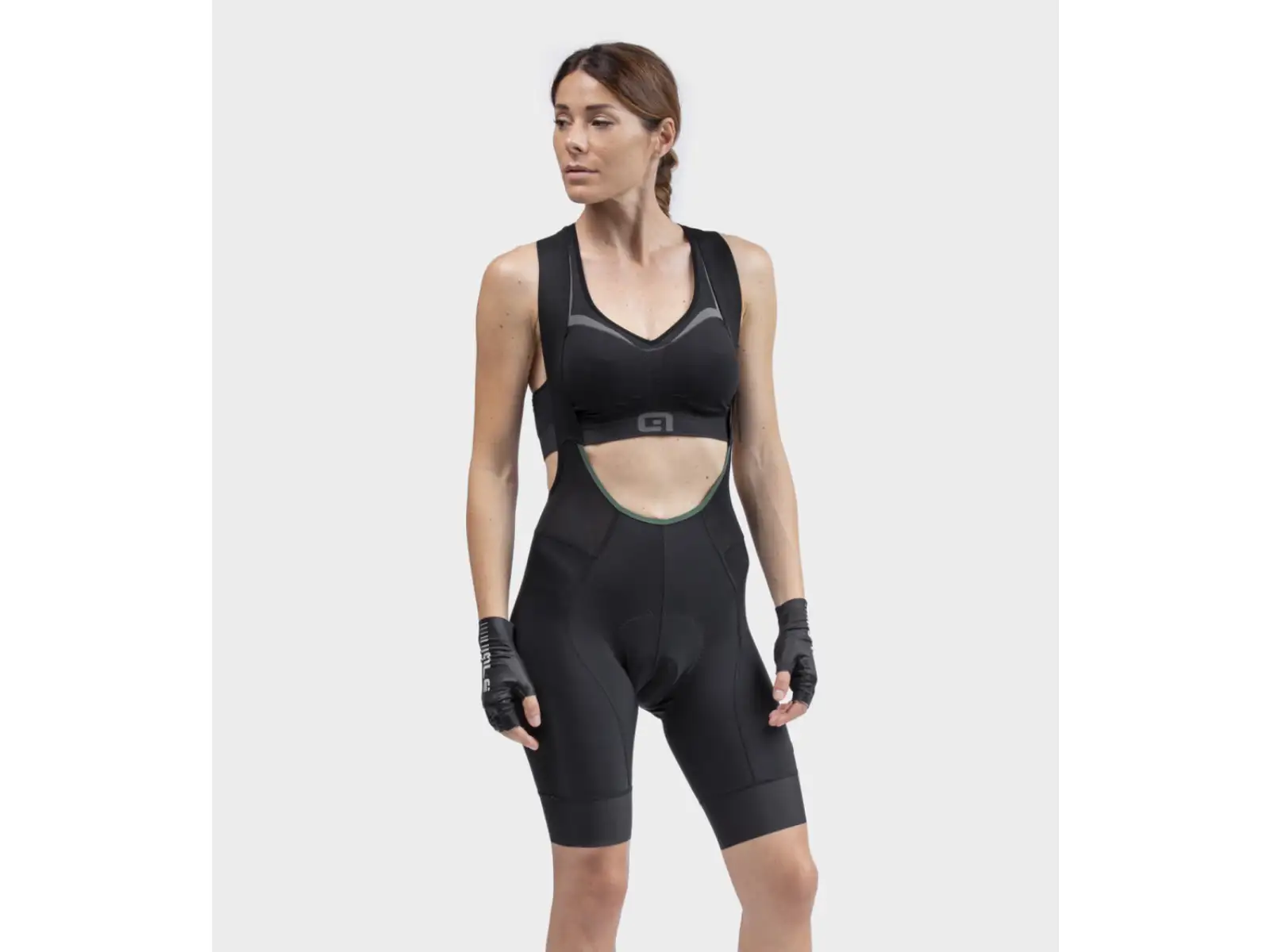 Alé PR-R Green Speed women's shorts with padding and braces Black