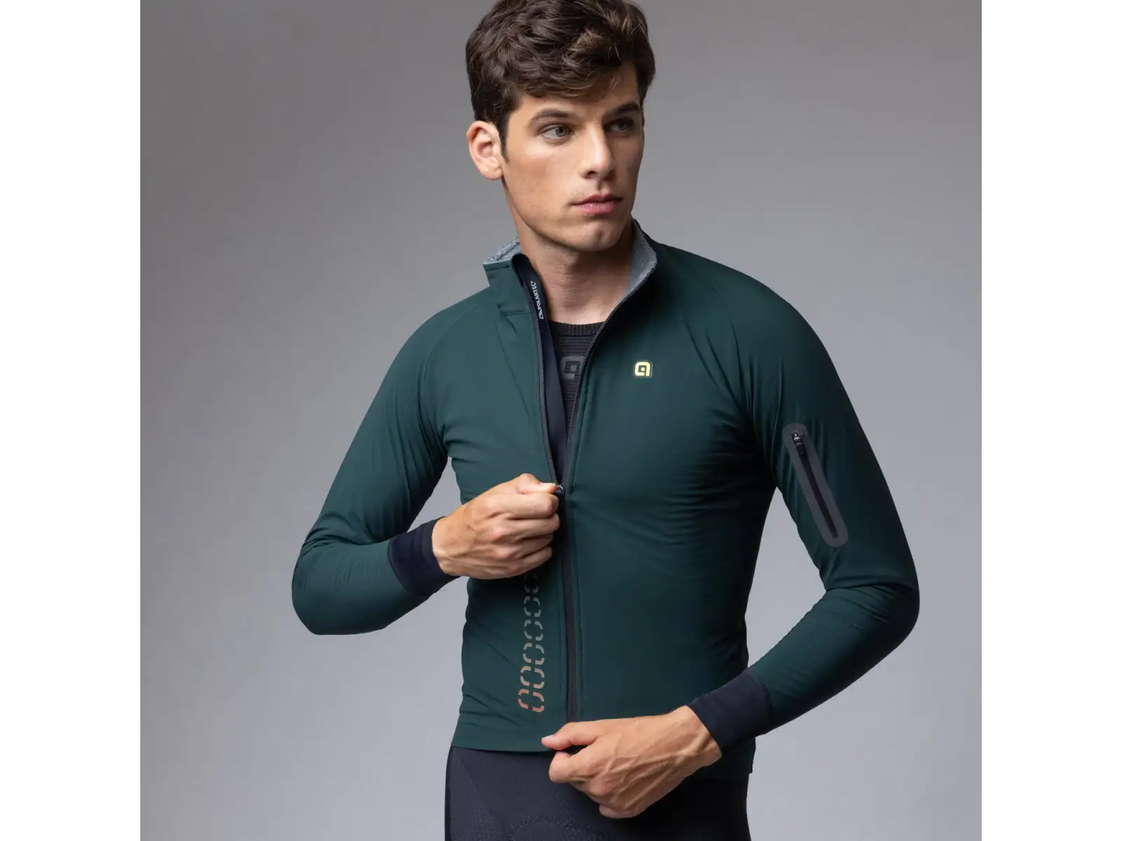 Alé R-EV1 Thermo Shield men's winter cycling jacket Bottle Green