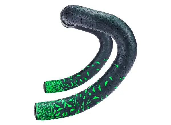 Supacaz Super Sticky Kush Bar Tape Neon Green Star Fade/Neon Green Plug