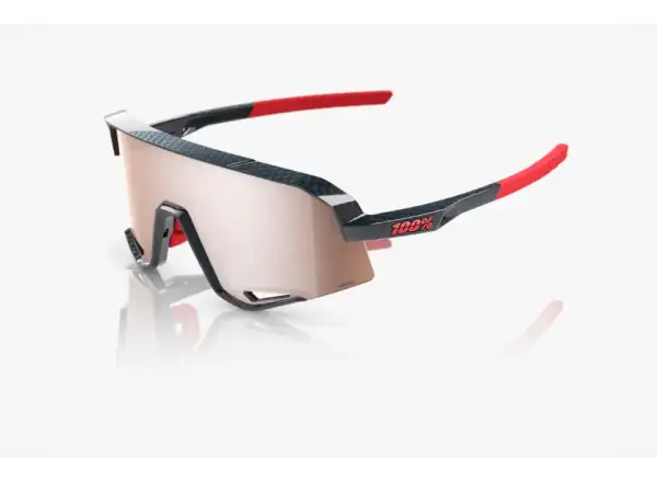 100% Slendale Gloss Carbon Fiber/HiPER Crimson-Silver Lens Sunglasses