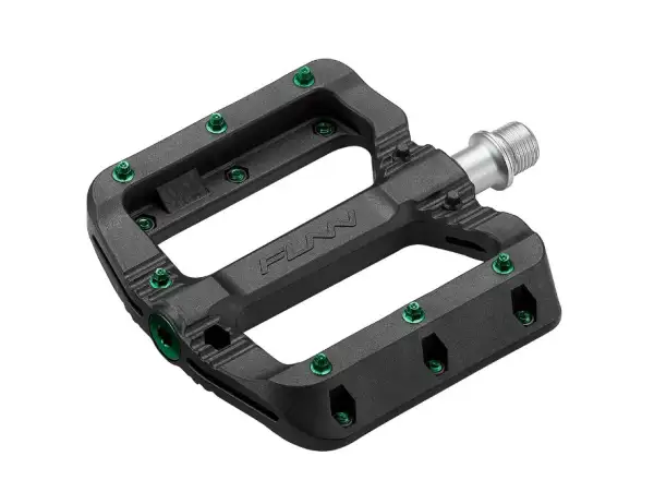 Funn Black Magic platform pedals black/green pins