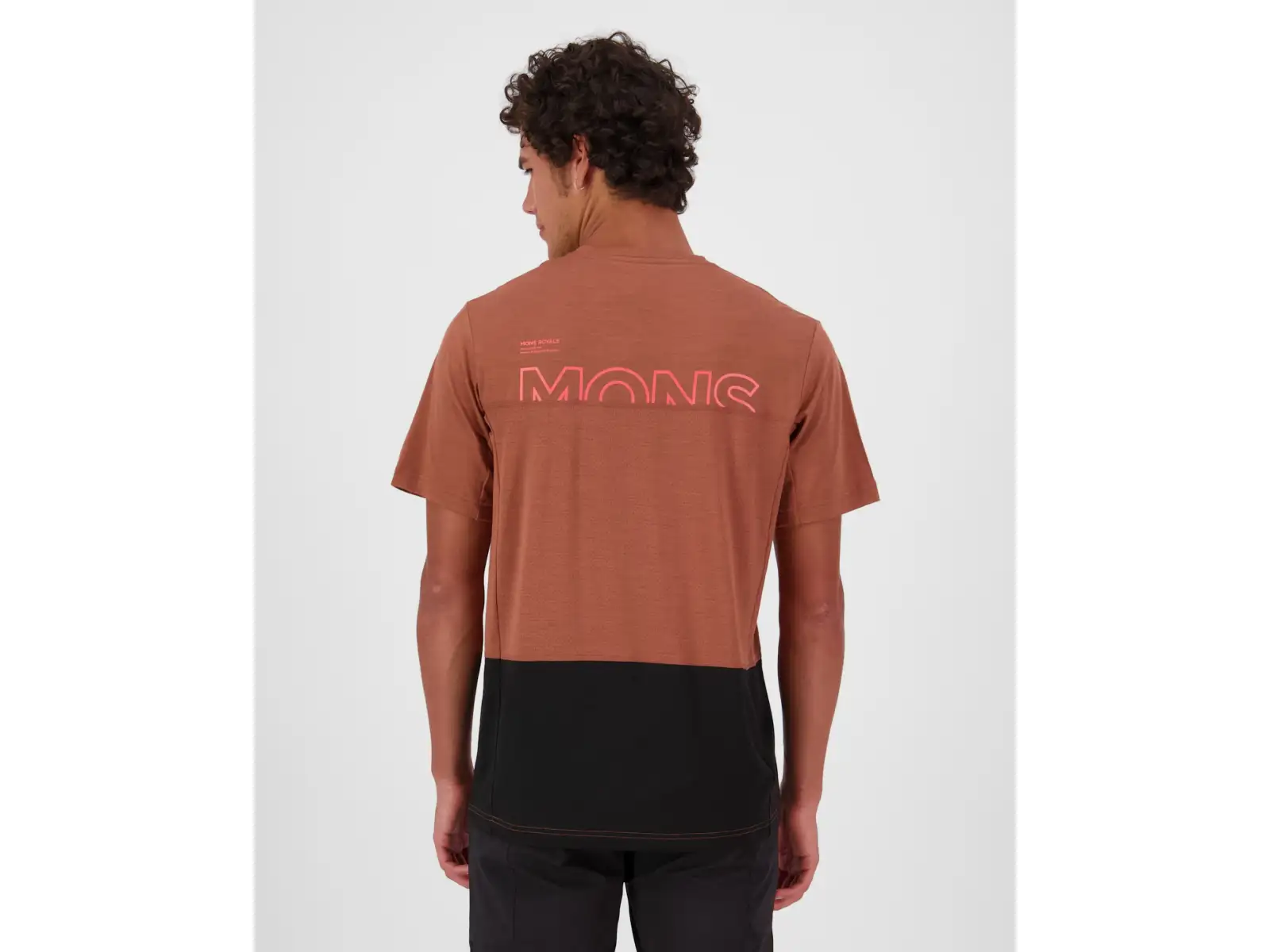 Mons Royale Tarn Merino men's short sleeve T-shirt Cinnamon / Black