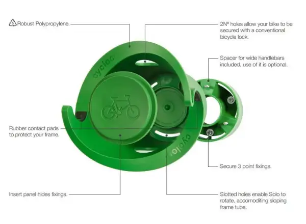 Cycloc Solo bike holder wall green