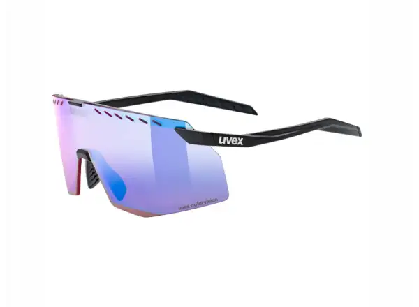 Uvex Pace Stage CV cycling glasses Black matt/Mirror Blue