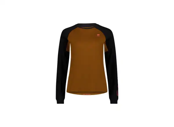Mons Royale Tarn Merino women's long sleeve shirt Caramel / Black