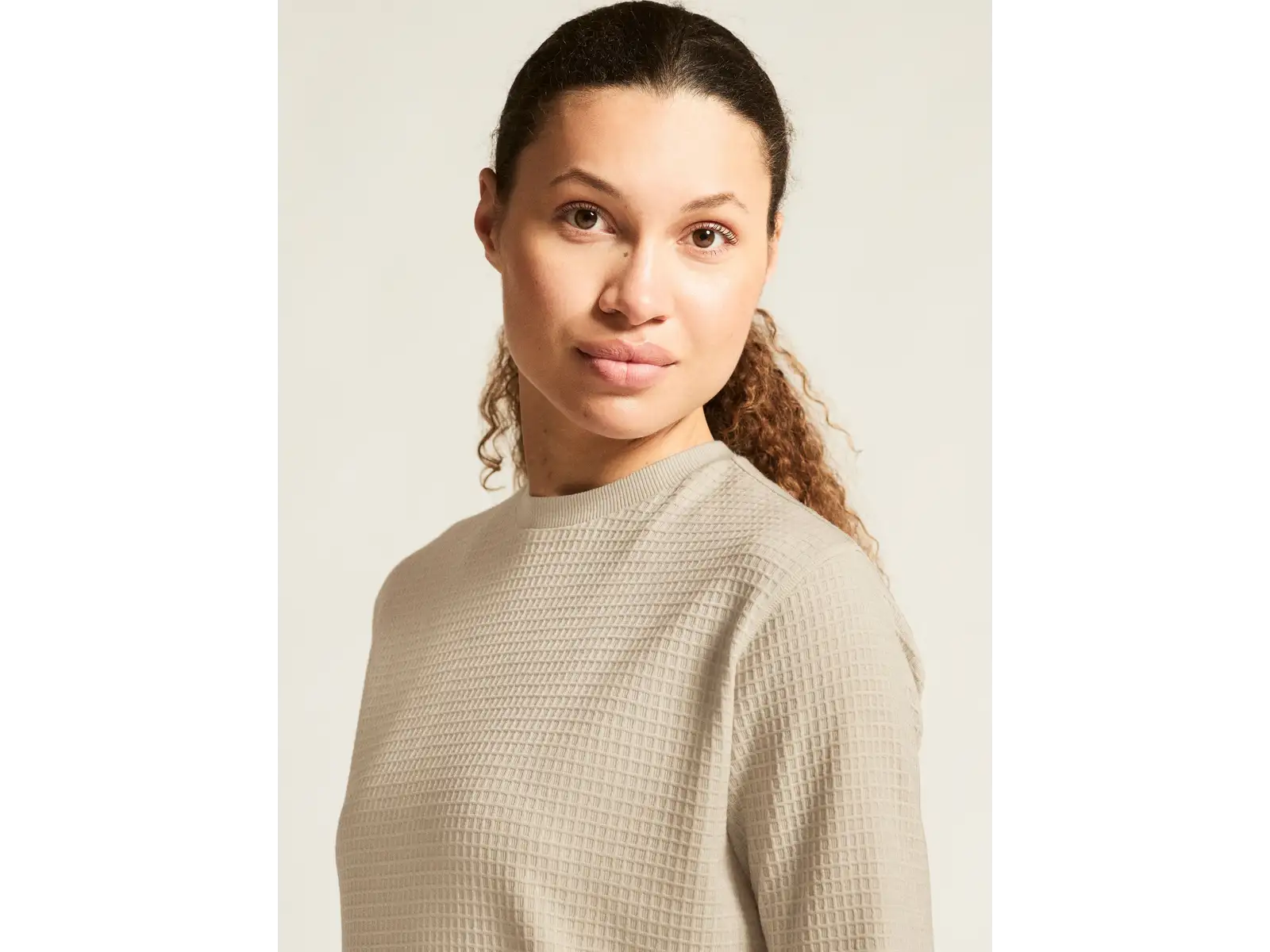 Craf Wool Waffle women's long sleeve shirt beige