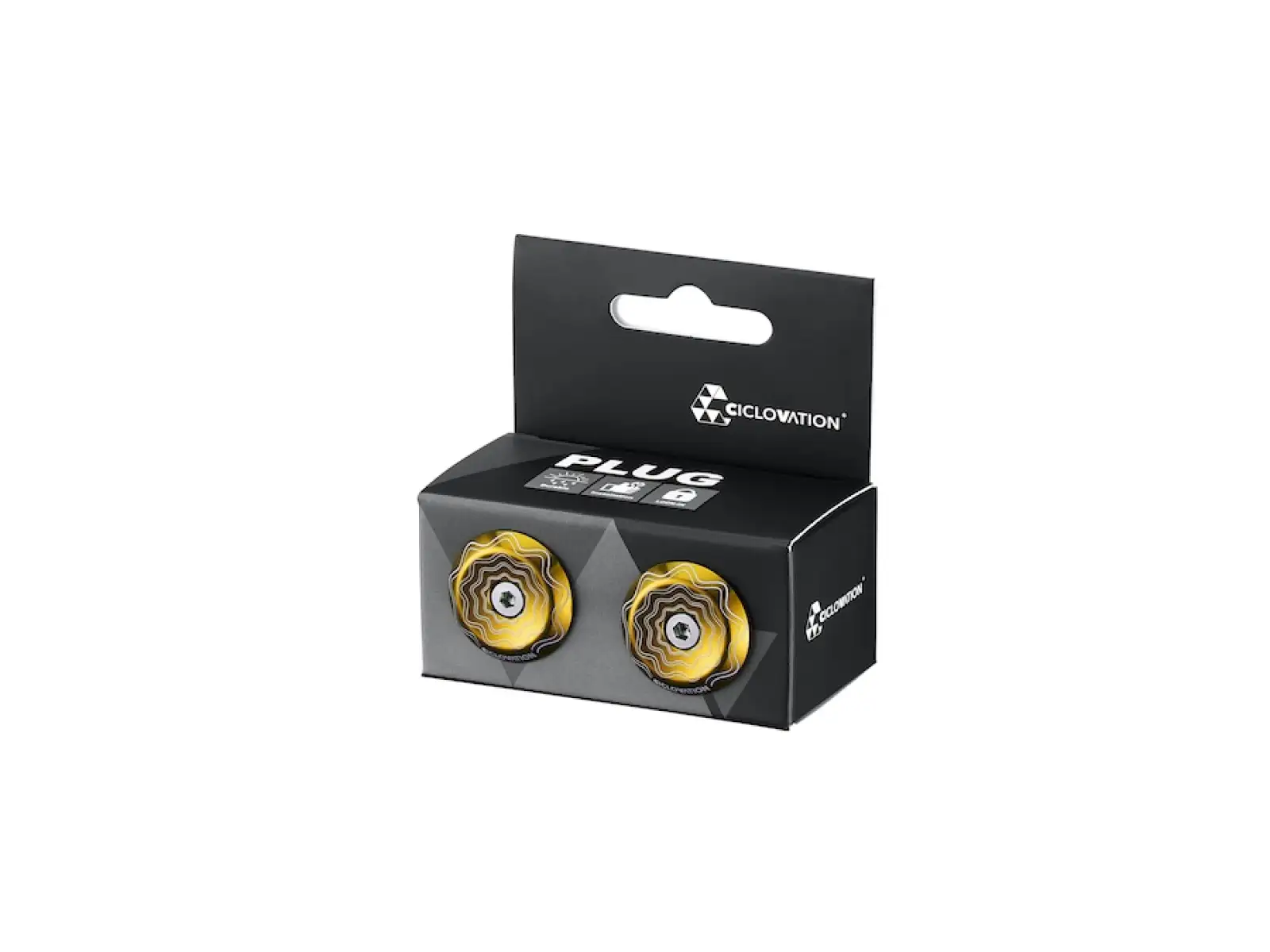 Ciclovation Lock-In Vortex handlebar plugs Power Wave gold