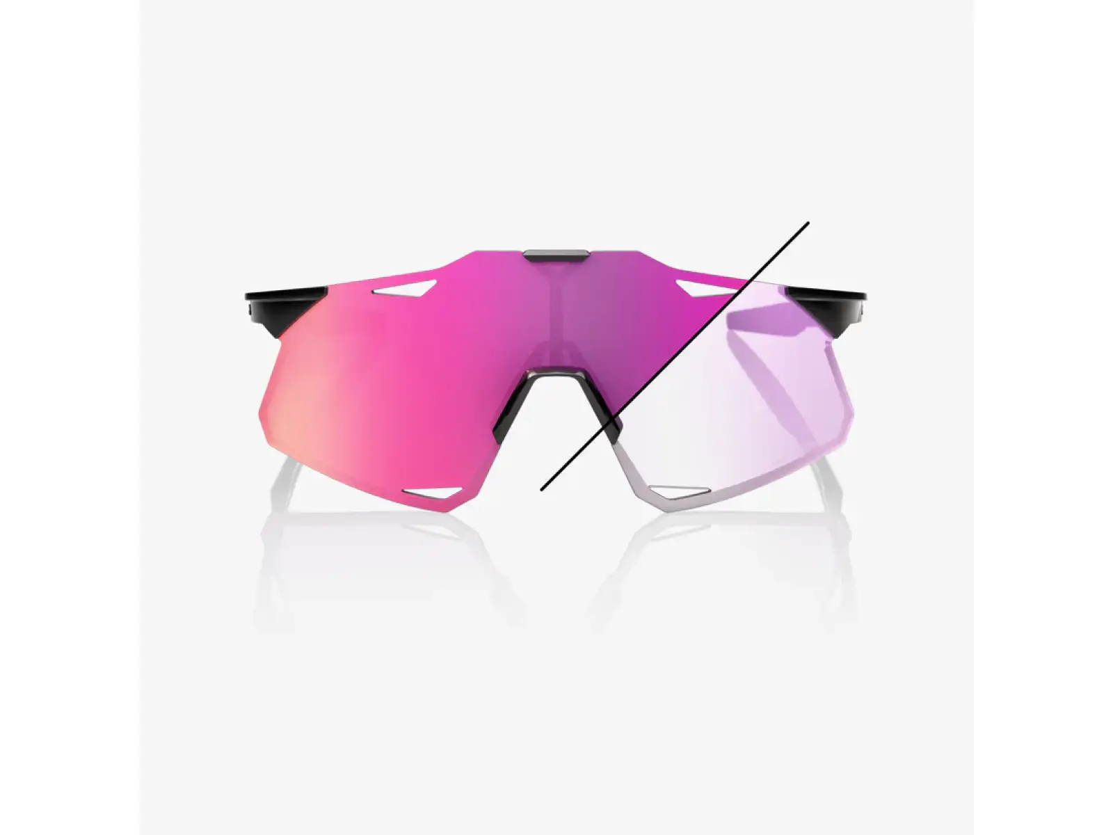 100% Hypercraft glasses Gloss Black/Photochromic Purple Mirror