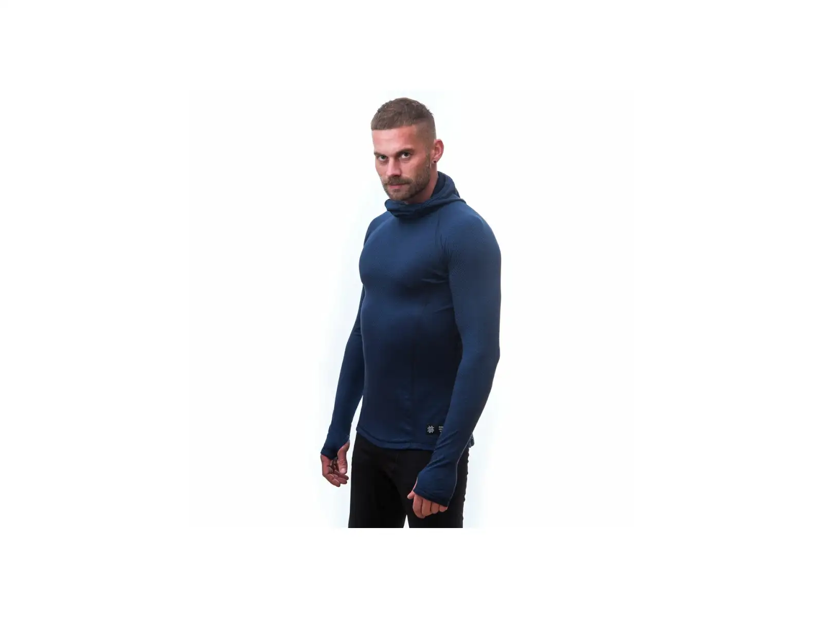 Sensor Merino DF men's shirt long sleeve with hood Deep Blue