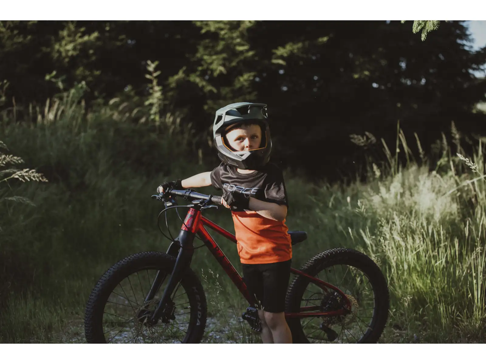 Force Kid MTB Cheery children's jersey short sleeve black/orange
