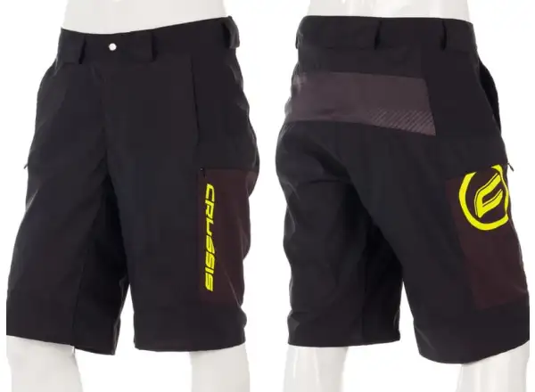 Crussis Freeride men's loose shorts black/yellow