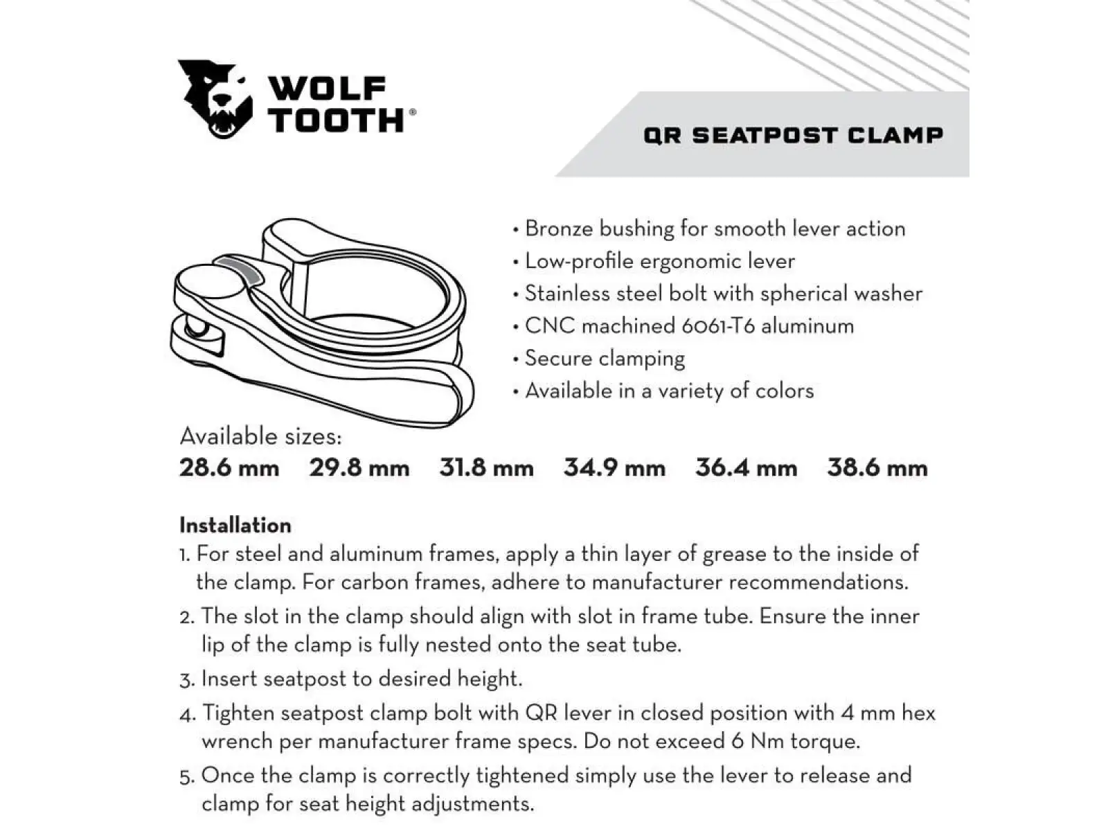 WOLF TOOTH seat clamp 31.8 mm green Quick Release